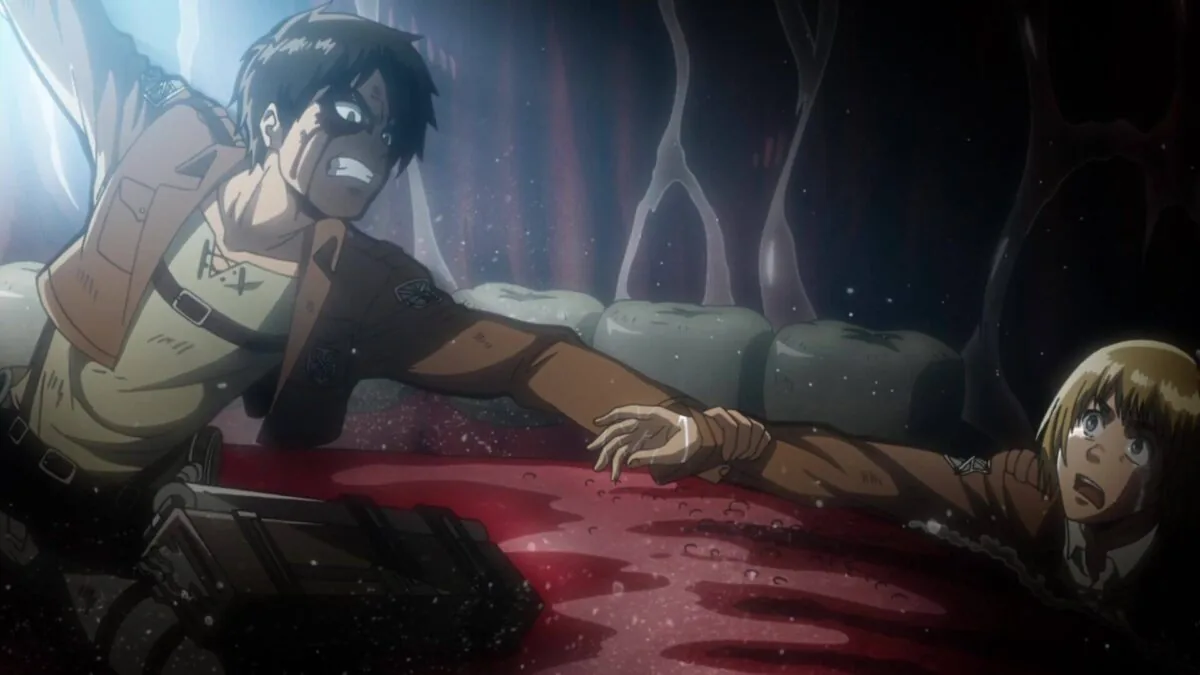 Момент из трейлера аниме Атака титанов